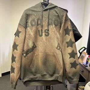 Men's Olive and Tan Graphic Hoodie